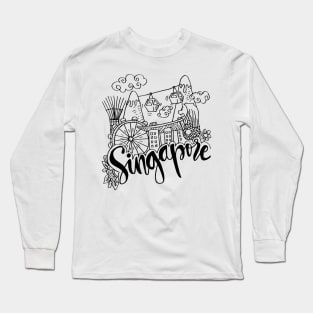 Hand Drawn Symbols Of Singapore. Long Sleeve T-Shirt